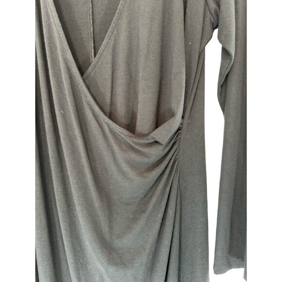 J. Jill Black Dress Collared Office Stretch Long Sleeve Faux Wrap Work Large - Picture 5 of 10